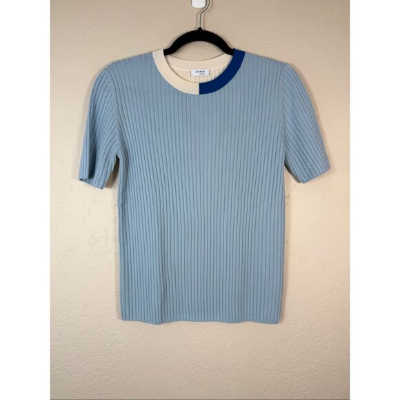 Akris Punto Wool Ribbed Color Block Top - Picture 1 of 5